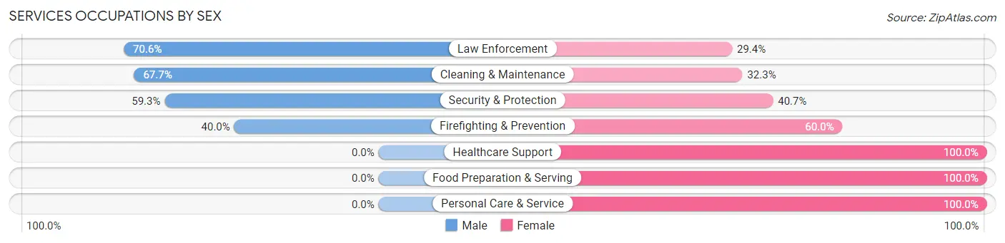 Services Occupations by Sex in St Paul