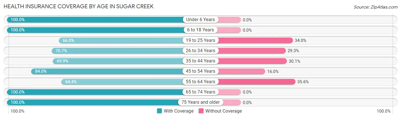 Health Insurance Coverage by Age in Sugar Creek