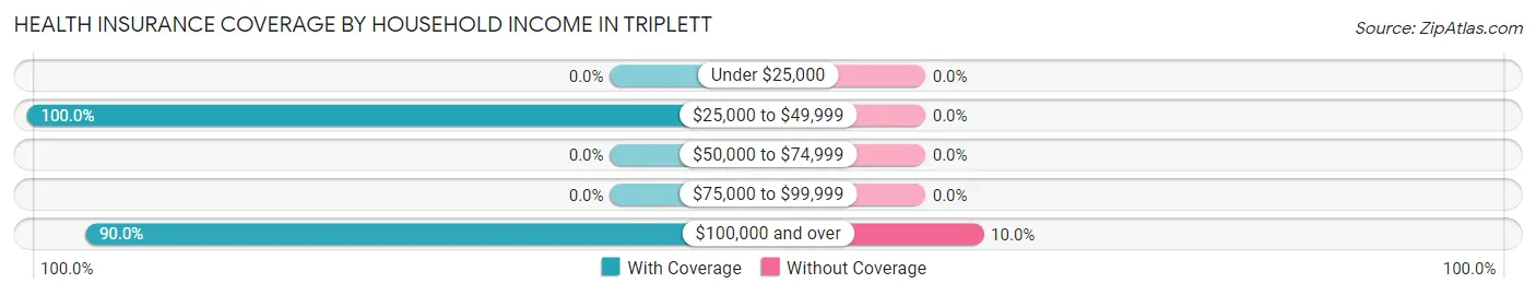 Health Insurance Coverage by Household Income in Triplett