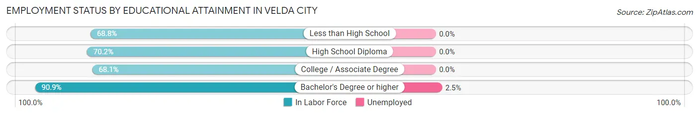 Employment Status by Educational Attainment in Velda City