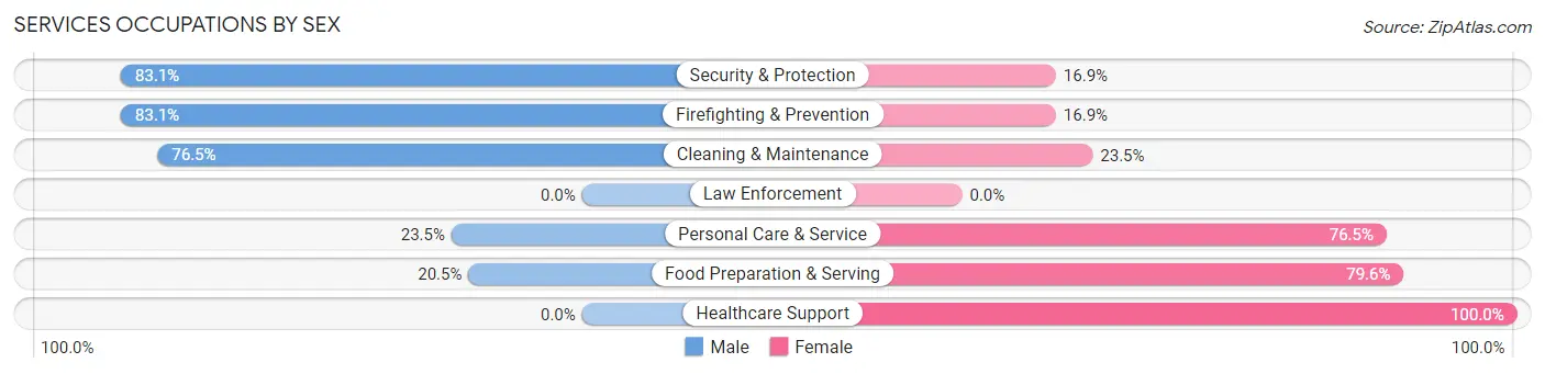 Services Occupations by Sex in Velda City
