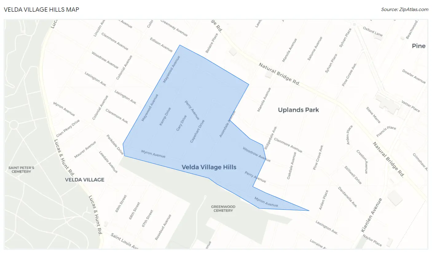 Velda Village Hills Map