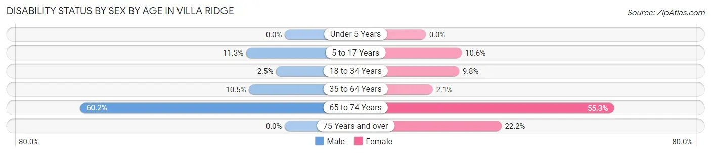 Disability Status by Sex by Age in Villa Ridge