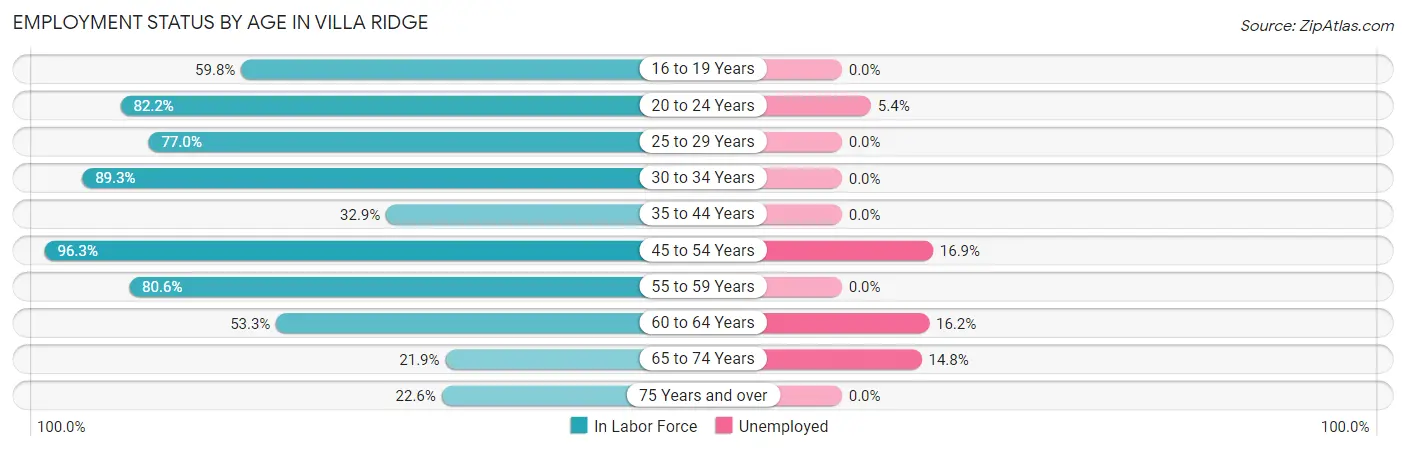 Employment Status by Age in Villa Ridge