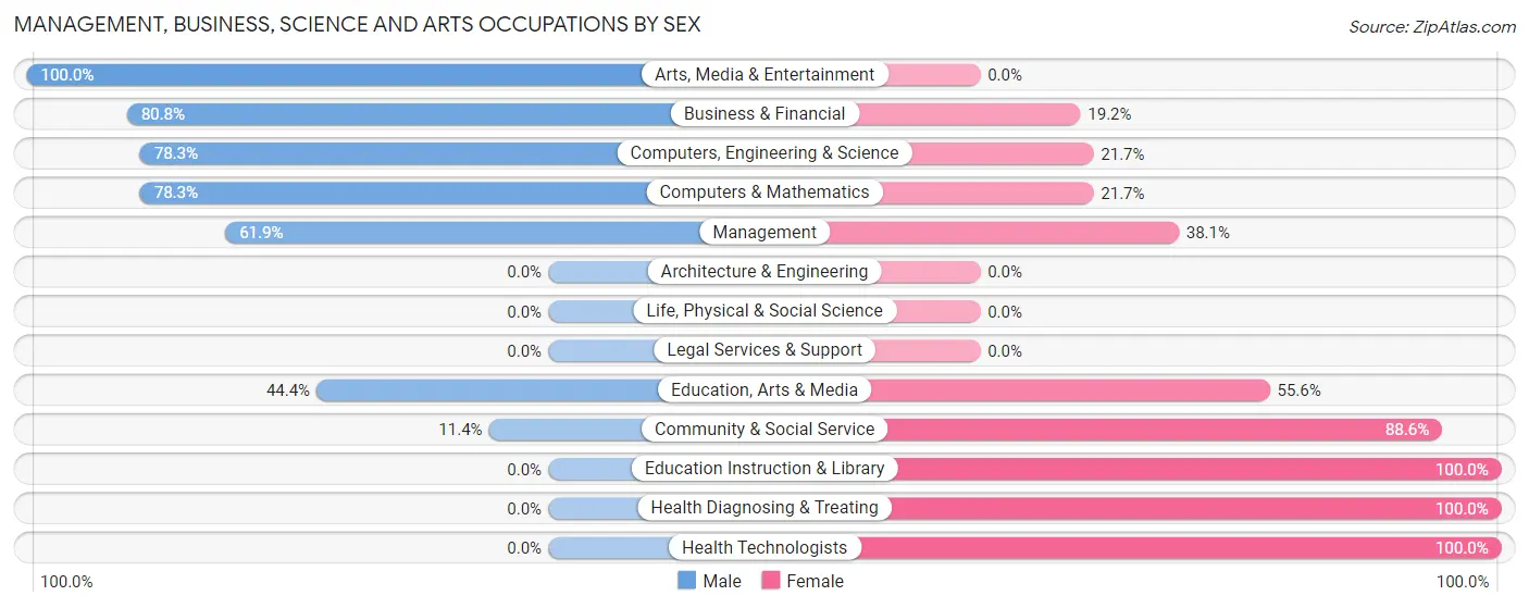 Management, Business, Science and Arts Occupations by Sex in Warsaw