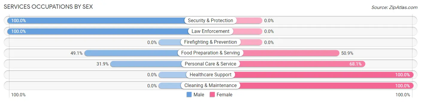 Services Occupations by Sex in Whiteman AFB