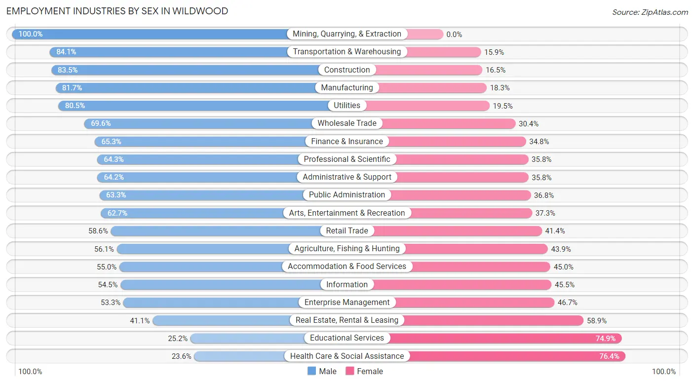 Employment Industries by Sex in Wildwood