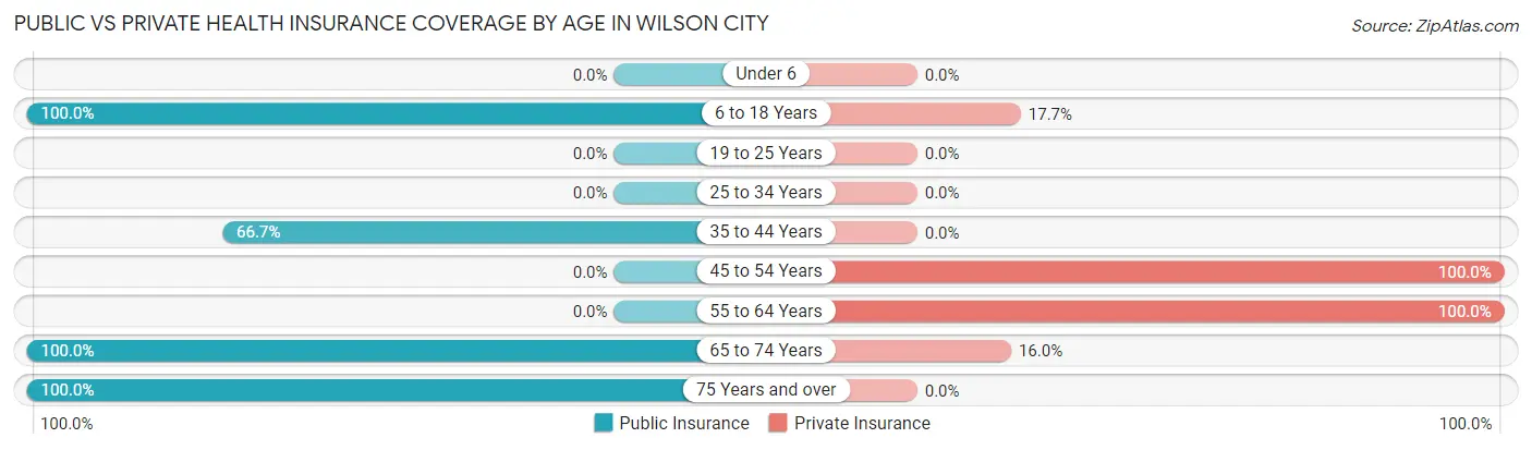 Public vs Private Health Insurance Coverage by Age in Wilson City