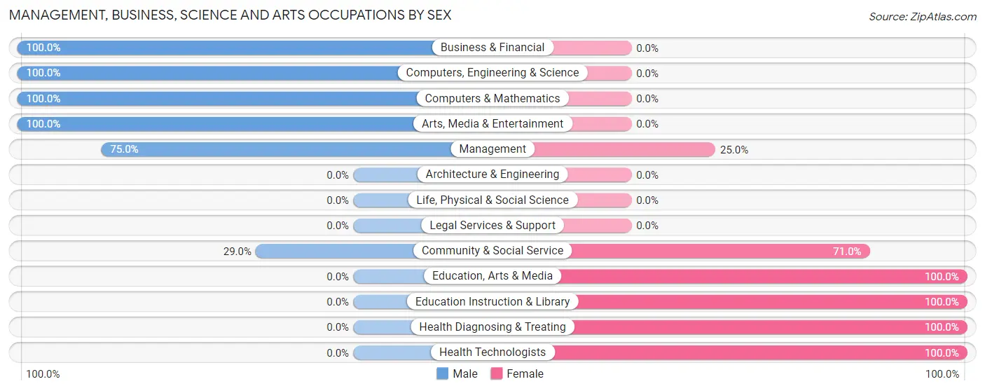 Management, Business, Science and Arts Occupations by Sex in Winona