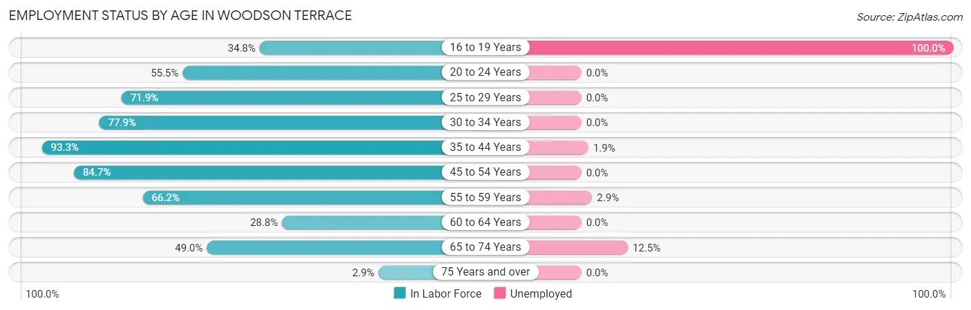 Employment Status by Age in Woodson Terrace