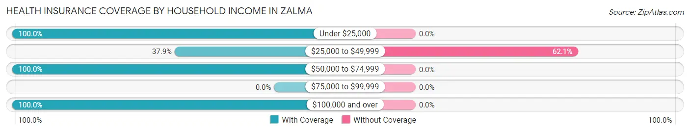 Health Insurance Coverage by Household Income in Zalma