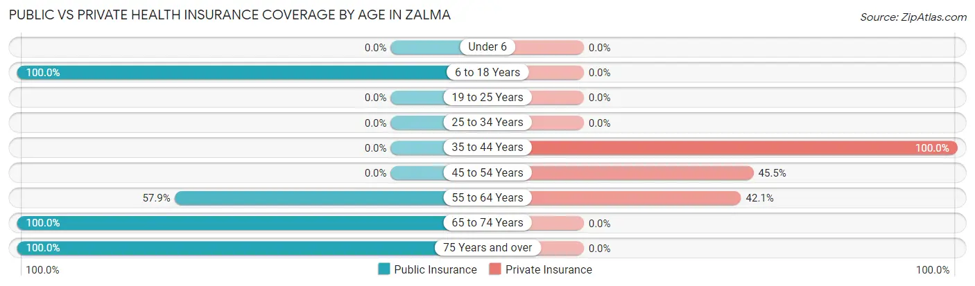 Public vs Private Health Insurance Coverage by Age in Zalma