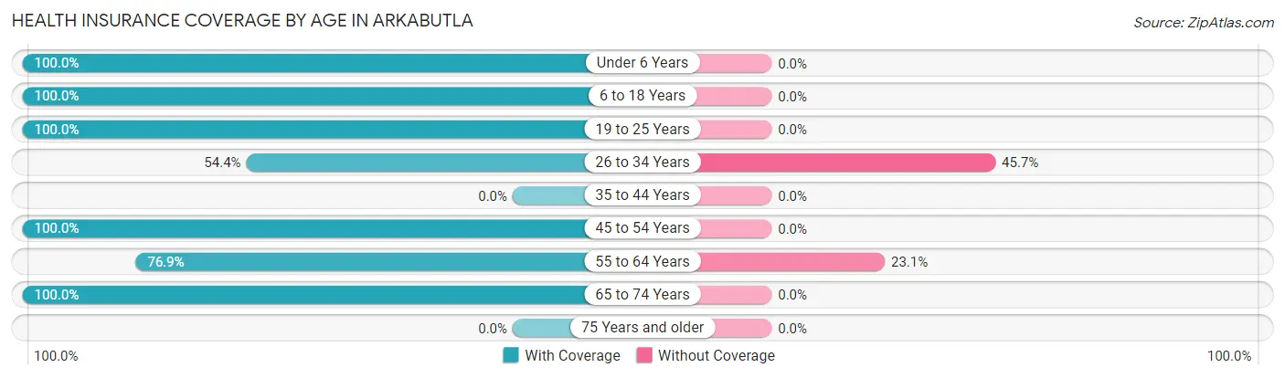 Health Insurance Coverage by Age in Arkabutla