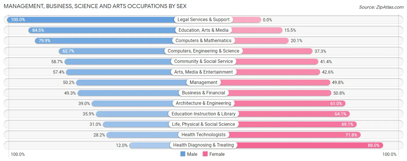 Management, Business, Science and Arts Occupations by Sex in Bay St Louis