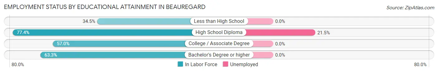Employment Status by Educational Attainment in Beauregard