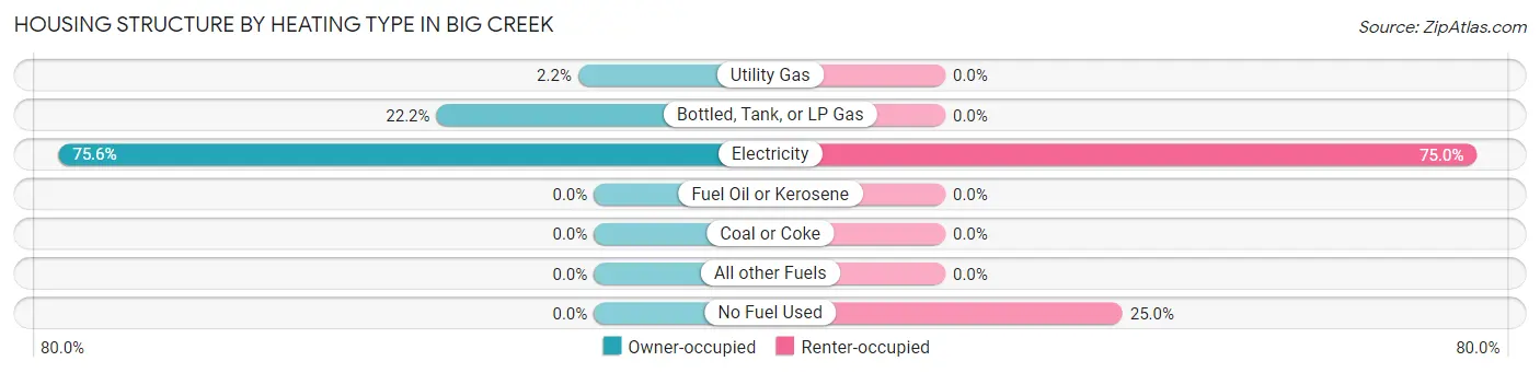 Housing Structure by Heating Type in Big Creek