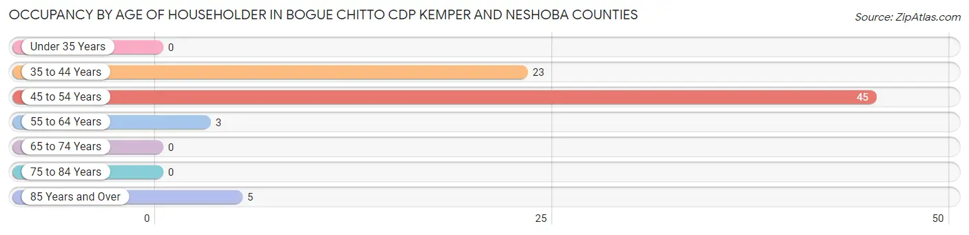 Occupancy by Age of Householder in Bogue Chitto CDP Kemper and Neshoba Counties