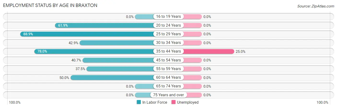 Employment Status by Age in Braxton