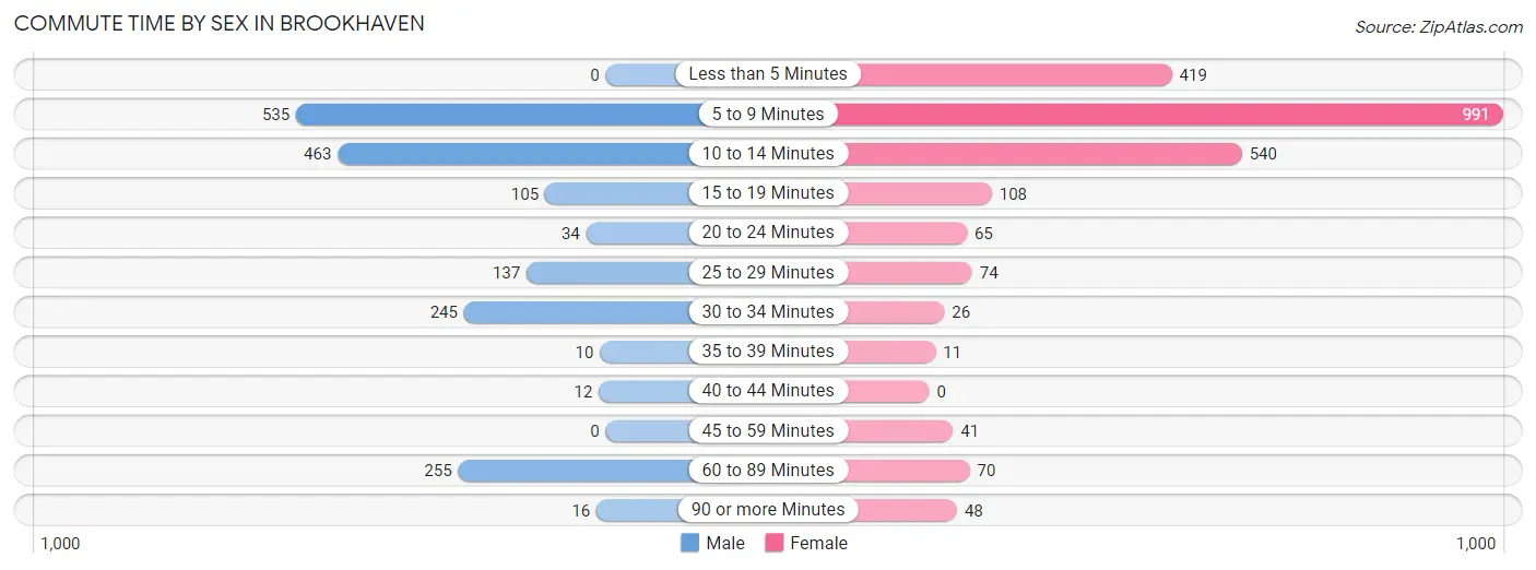 Commute Time by Sex in Brookhaven