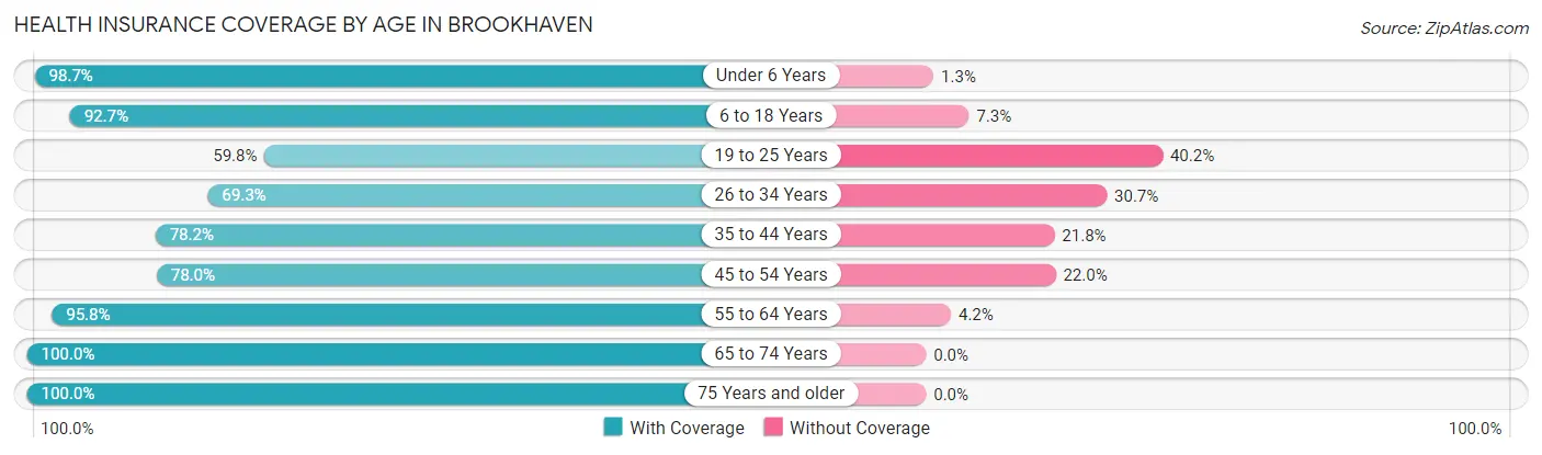 Health Insurance Coverage by Age in Brookhaven