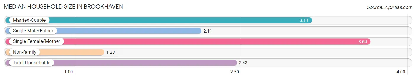 Median Household Size in Brookhaven