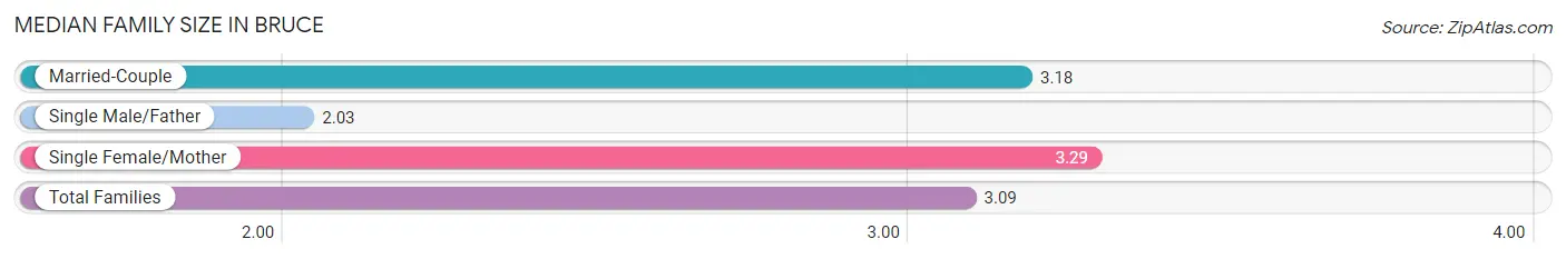 Median Family Size in Bruce