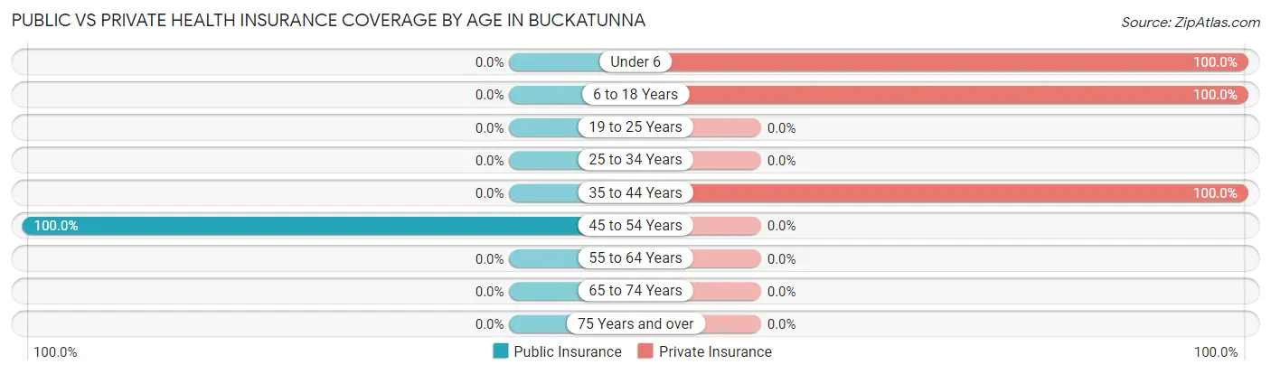Public vs Private Health Insurance Coverage by Age in Buckatunna