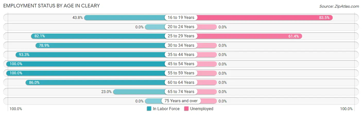 Employment Status by Age in Cleary