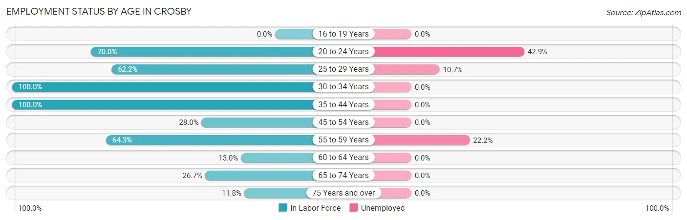 Employment Status by Age in Crosby