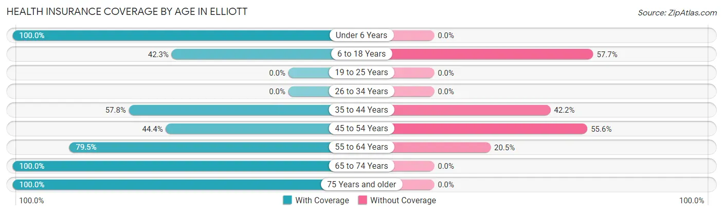 Health Insurance Coverage by Age in Elliott