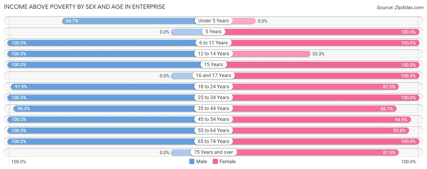Income Above Poverty by Sex and Age in Enterprise
