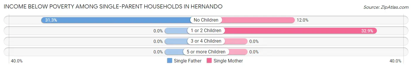 Income Below Poverty Among Single-Parent Households in Hernando