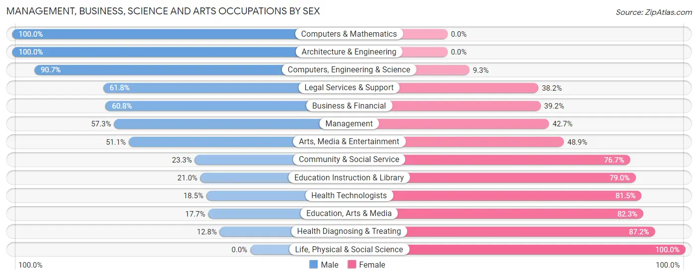 Management, Business, Science and Arts Occupations by Sex in Hernando
