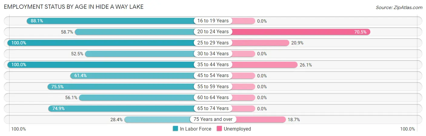 Employment Status by Age in Hide A Way Lake