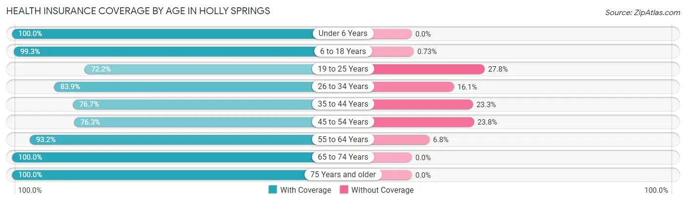 Health Insurance Coverage by Age in Holly Springs