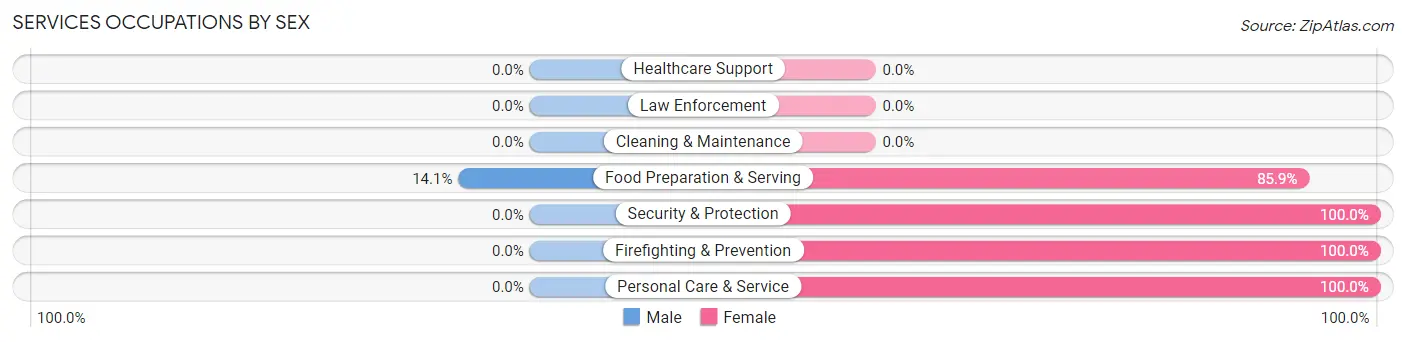 Services Occupations by Sex in Houston
