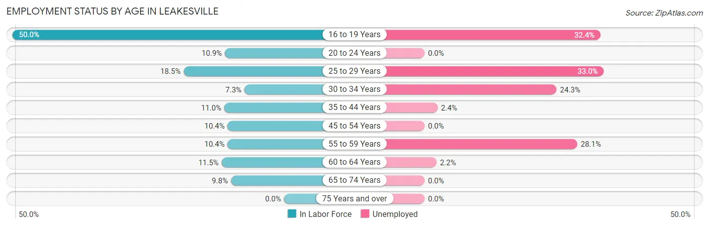Employment Status by Age in Leakesville