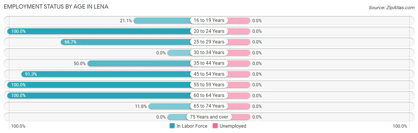 Employment Status by Age in Lena