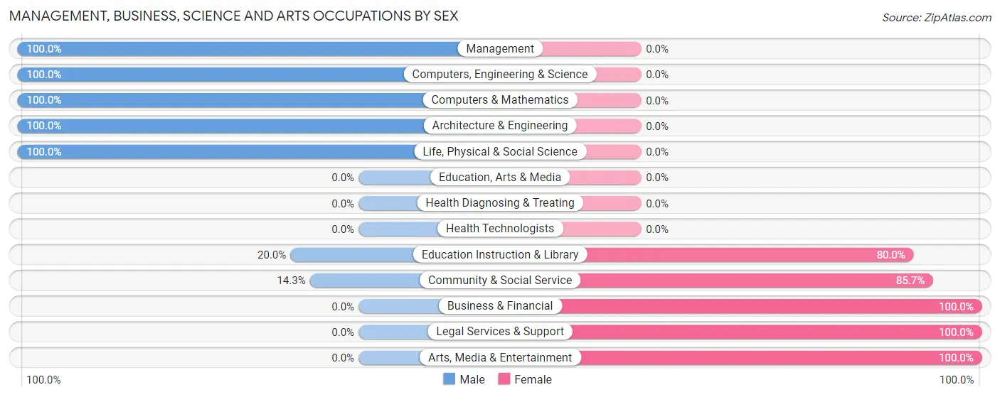 Management, Business, Science and Arts Occupations by Sex in Lena