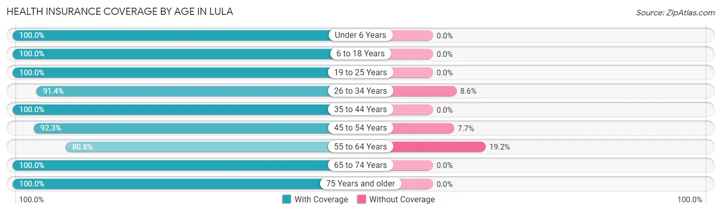 Health Insurance Coverage by Age in Lula