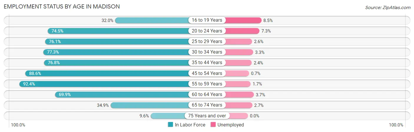 Employment Status by Age in Madison