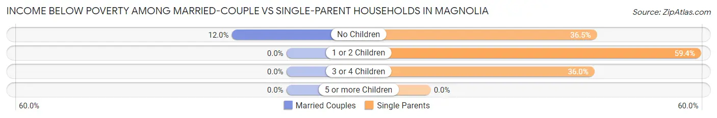 Income Below Poverty Among Married-Couple vs Single-Parent Households in Magnolia