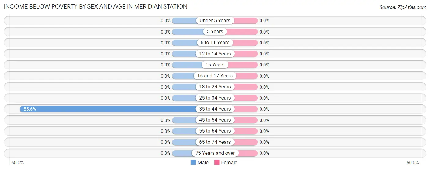 Income Below Poverty by Sex and Age in Meridian Station