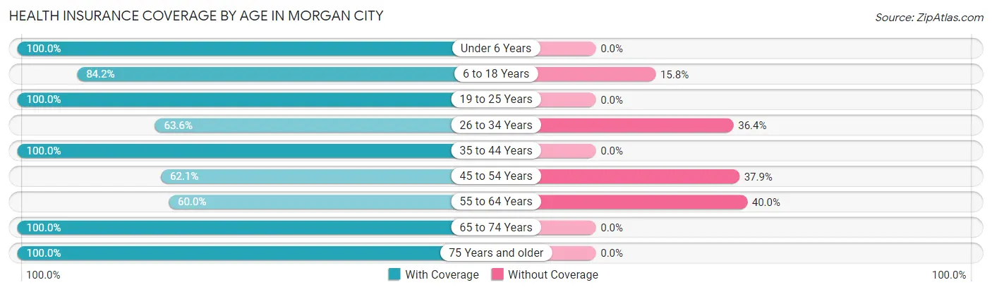Health Insurance Coverage by Age in Morgan City