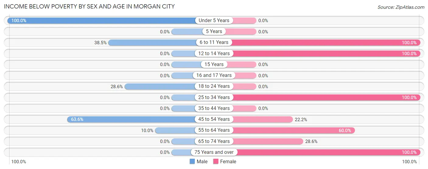 Income Below Poverty by Sex and Age in Morgan City