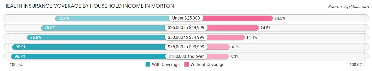 Health Insurance Coverage by Household Income in Morton