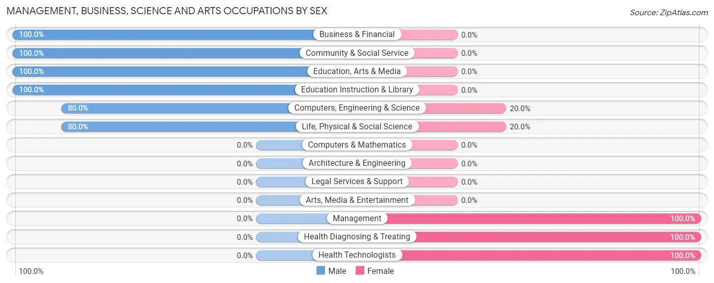 Management, Business, Science and Arts Occupations by Sex in New Augusta