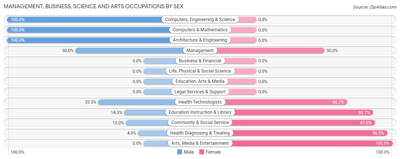 Management, Business, Science and Arts Occupations by Sex in New Hebron