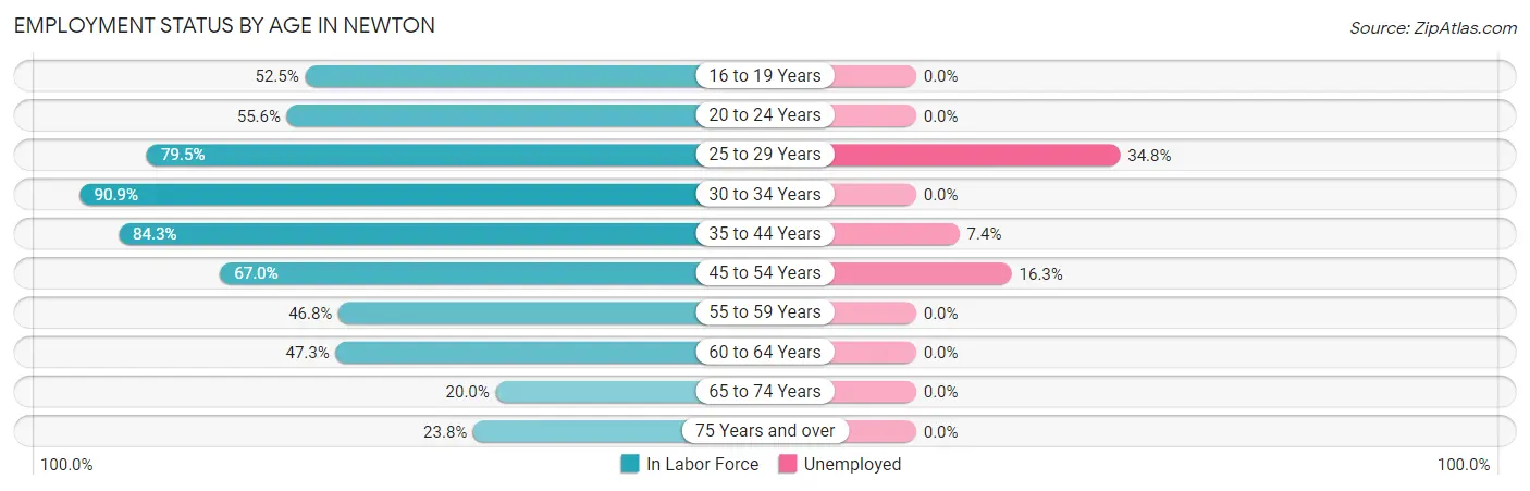 Employment Status by Age in Newton