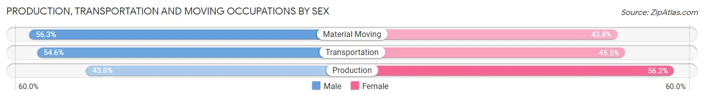 Production, Transportation and Moving Occupations by Sex in Pearl River